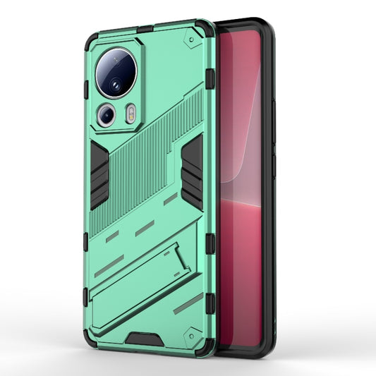 For Xiaomi 13 Lite Punk Armor 2 in 1 PC + TPU Shockproof Phone Case with Holder(Green) - Xiaomi Cases by buy2fix | Online Shopping UK | buy2fix
