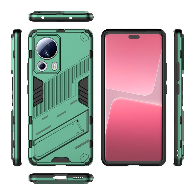 For Xiaomi 13 Lite Punk Armor 2 in 1 PC + TPU Shockproof Phone Case with Holder(Green) - Xiaomi Cases by buy2fix | Online Shopping UK | buy2fix