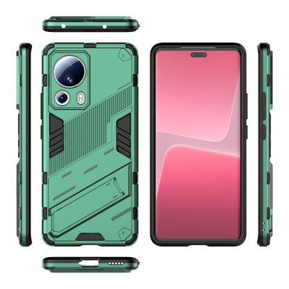 For Xiaomi 13 Lite Punk Armor 2 in 1 PC + TPU Shockproof Phone Case with Holder(Green) - Xiaomi Cases by buy2fix | Online Shopping UK | buy2fix