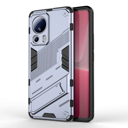 For Xiaomi 13 Lite Punk Armor 2 in 1 PC + TPU Shockproof Phone Case with Holder(Grey) - Xiaomi Cases by buy2fix | Online Shopping UK | buy2fix