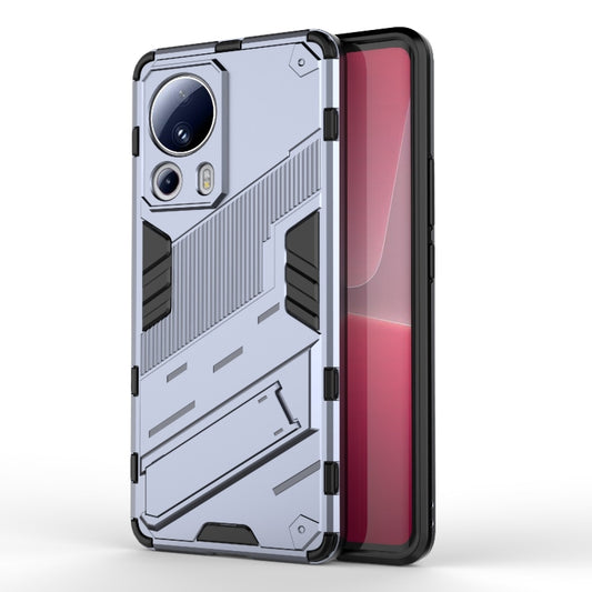 For Xiaomi 13 Lite Punk Armor 2 in 1 PC + TPU Shockproof Phone Case with Holder(Grey) - Xiaomi Cases by buy2fix | Online Shopping UK | buy2fix