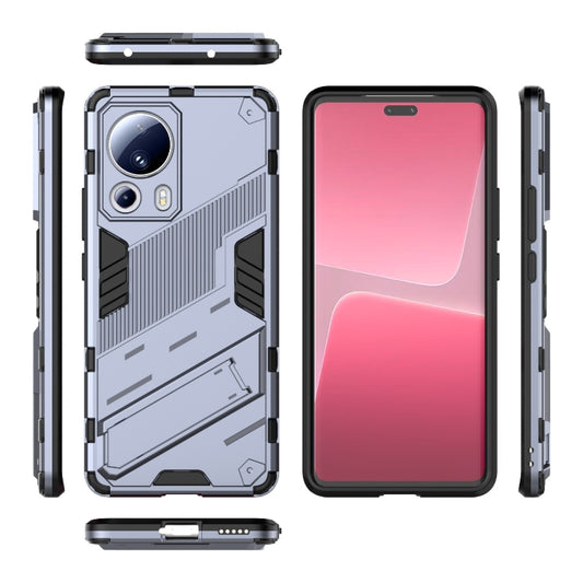 For Xiaomi 13 Lite Punk Armor 2 in 1 PC + TPU Shockproof Phone Case with Holder(Grey) - Xiaomi Cases by buy2fix | Online Shopping UK | buy2fix