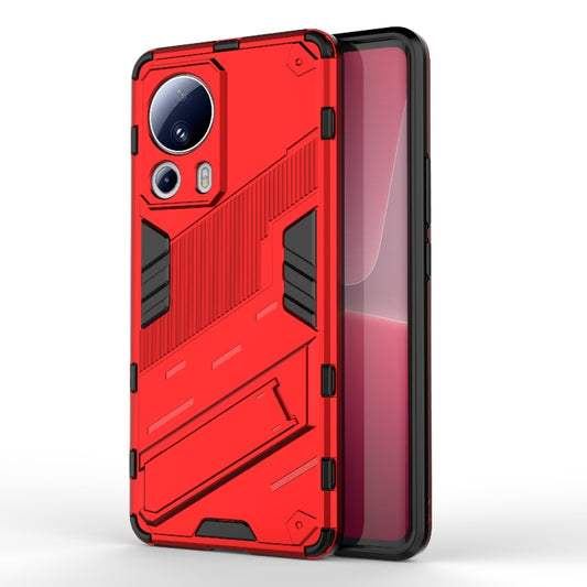 For Xiaomi 13 Lite Punk Armor 2 in 1 PC + TPU Shockproof Phone Case with Holder(Red) - Xiaomi Cases by buy2fix | Online Shopping UK | buy2fix