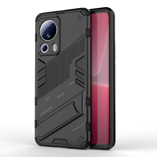 For Xiaomi 13 Lite Punk Armor 2 in 1 PC + TPU Shockproof Phone Case with Holder(Black) - Xiaomi Cases by buy2fix | Online Shopping UK | buy2fix