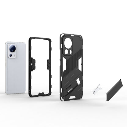 For Xiaomi 13 Lite Punk Armor 2 in 1 PC + TPU Shockproof Phone Case with Holder(Black) - Xiaomi Cases by buy2fix | Online Shopping UK | buy2fix