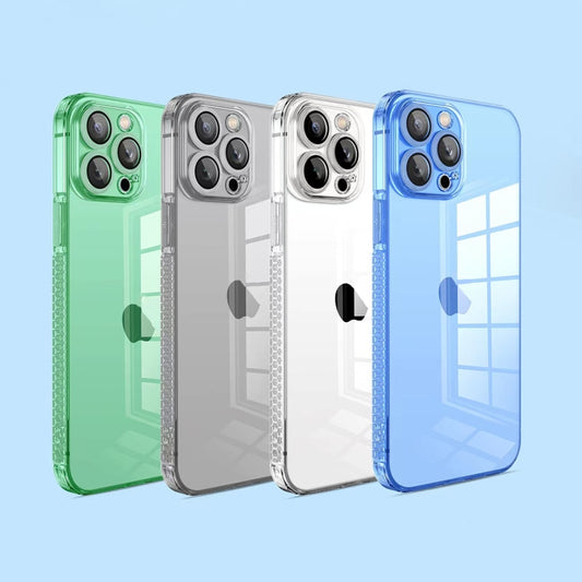 For iPhone 12 Pro Straight Edge Shockproof Anti-skid TPU Phone Case(Blue) - iPhone 12 / 12 Pro Cases by buy2fix | Online Shopping UK | buy2fix