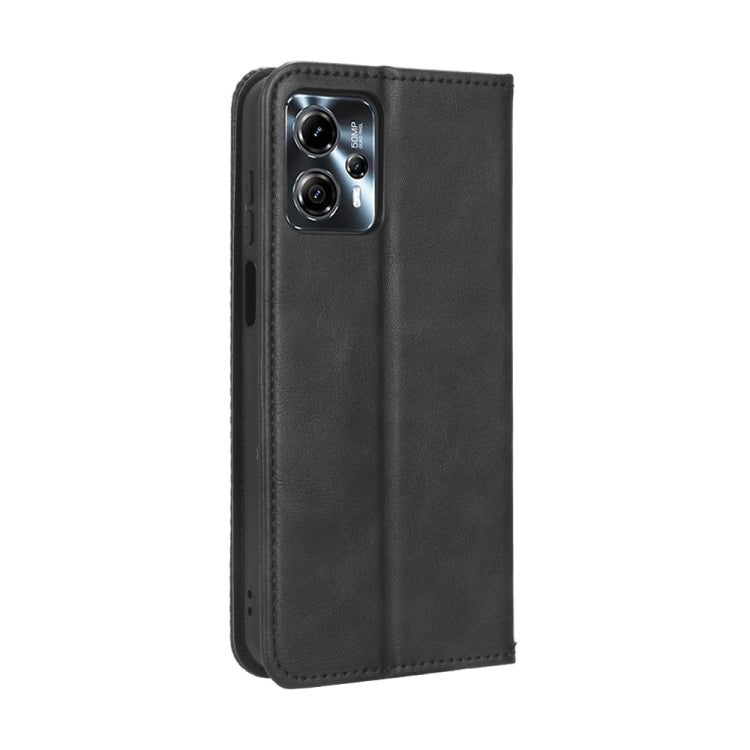 For Motorola Moto G13 / G23 4G Magnetic Buckle Retro Texture Leather Phone Case(Black) - Motorola Cases by buy2fix | Online Shopping UK | buy2fix