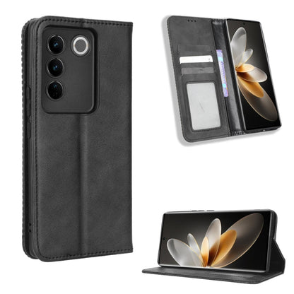 For vivo V27 / V27 Pro / S16 / S16 Pro Magnetic Buckle Retro Texture Leather Phone Case(Black) - vivo Cases by buy2fix | Online Shopping UK | buy2fix
