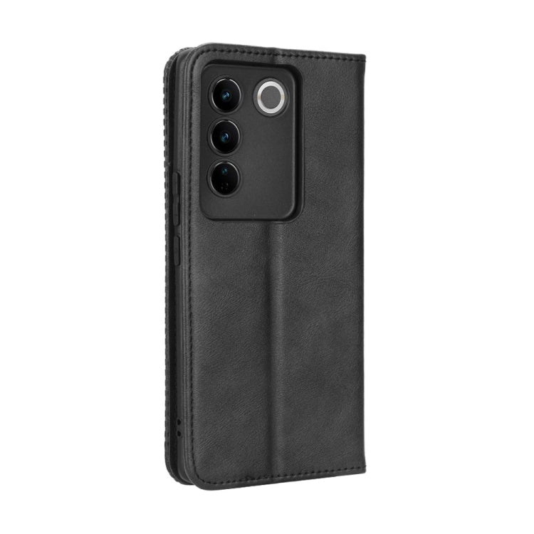 For vivo V27 / V27 Pro / S16 / S16 Pro Magnetic Buckle Retro Texture Leather Phone Case(Black) - vivo Cases by buy2fix | Online Shopping UK | buy2fix