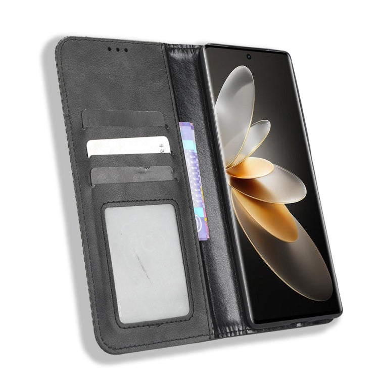 For vivo V27 / V27 Pro / S16 / S16 Pro Magnetic Buckle Retro Texture Leather Phone Case(Black) - vivo Cases by buy2fix | Online Shopping UK | buy2fix