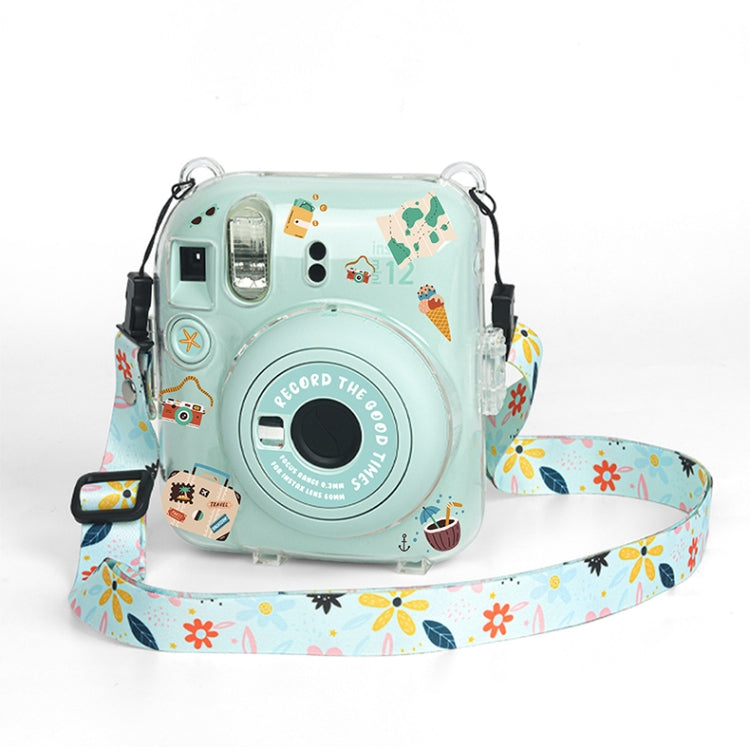 For FUJIFILM instax mini 12 Crystal Hard Acrylic Camera Case with Shoulder Strap(DIY Green Flowers) by buy2fix