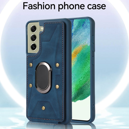For Samsung Galaxy S21+ 5G Armor Ring Wallet Back Cover Phone Case(Blue) - Galaxy S21+ 5G Cases by buy2fix | Online Shopping UK | buy2fix
