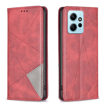 For Xiaomi Redmi Note 12 4G Global Prismatic Invisible Magnetic Leather Phone Case(Red) by buy2fix