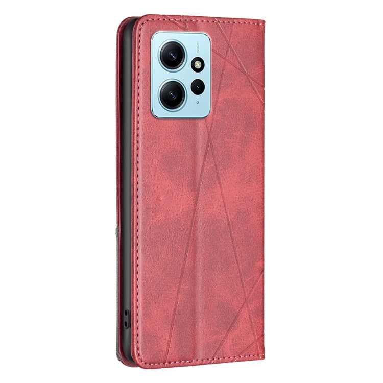 For Xiaomi Redmi Note 12 4G Global Prismatic Invisible Magnetic Leather Phone Case(Red) by buy2fix