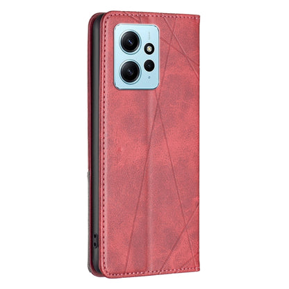 For Xiaomi Redmi Note 12 4G Global Prismatic Invisible Magnetic Leather Phone Case(Red) by buy2fix