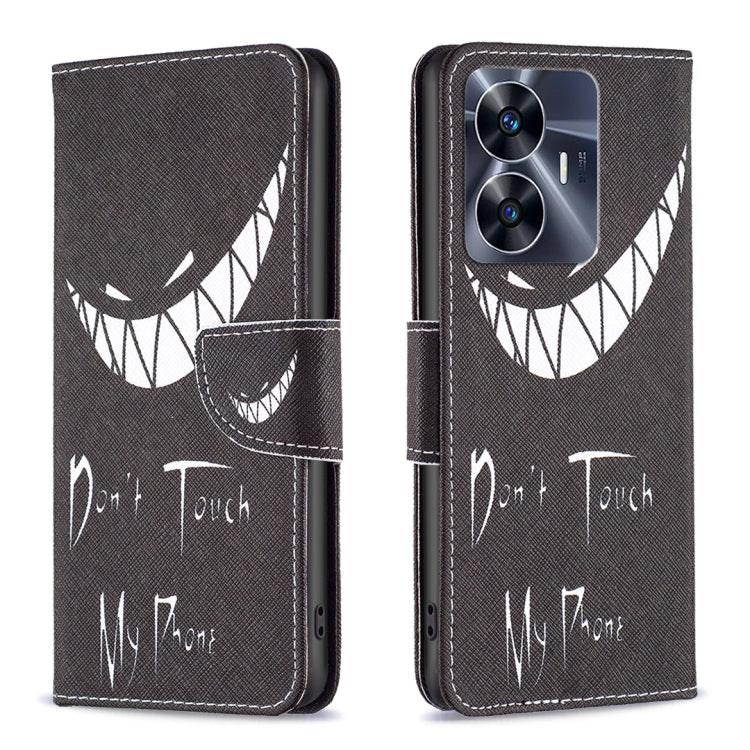 For Realme C55 Colored Drawing Pattern Leather Phone Case(Smirk) - Realme Cases by buy2fix | Online Shopping UK | buy2fix