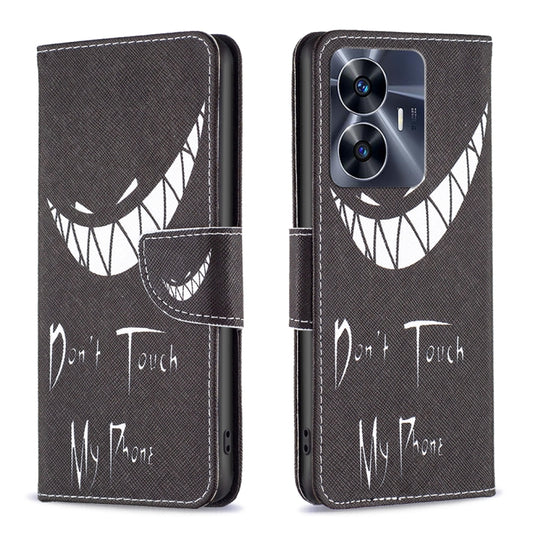 For Realme C55 Colored Drawing Pattern Leather Phone Case(Smirk) - Realme Cases by buy2fix | Online Shopping UK | buy2fix