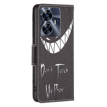 For Realme C55 Colored Drawing Pattern Leather Phone Case(Smirk) - Realme Cases by buy2fix | Online Shopping UK | buy2fix