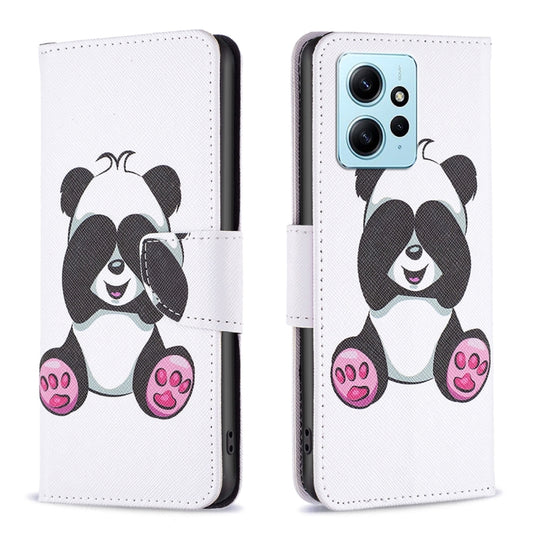 For Xiaomi Redmi Note 12 4G Global Colored Drawing Leather Phone Case(Panda) by buy2fix