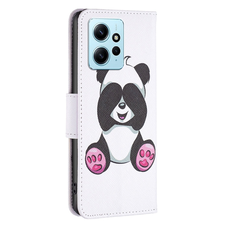 For Xiaomi Redmi Note 12 4G Global Colored Drawing Leather Phone Case(Panda) by buy2fix
