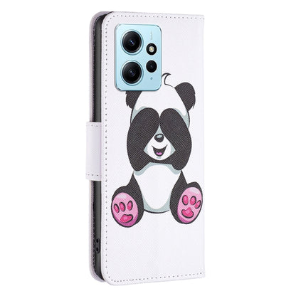 For Xiaomi Redmi Note 12 4G Global Colored Drawing Leather Phone Case(Panda) by buy2fix