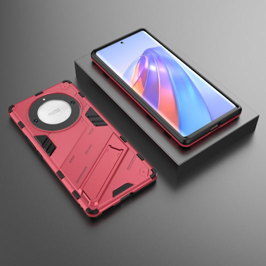 For Honor X9a/X40 5G/Magic5 Lite Punk Armor PC + TPU Phone Case with Holder(Light Red) - Honor Cases by buy2fix | Online Shopping UK | buy2fix