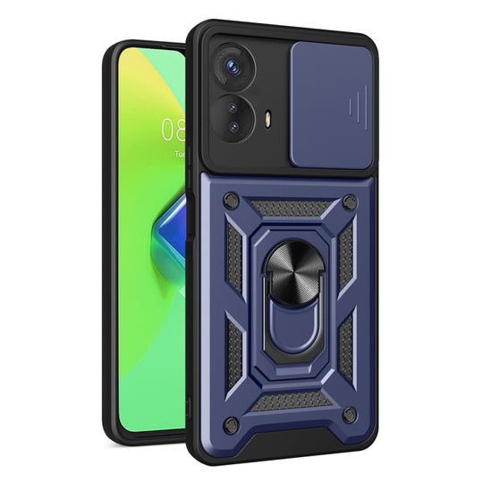 Pour Motorola Moto G73 5G Couverture de caméra coulissante Design TPU + PC Phone Case (Bleu)