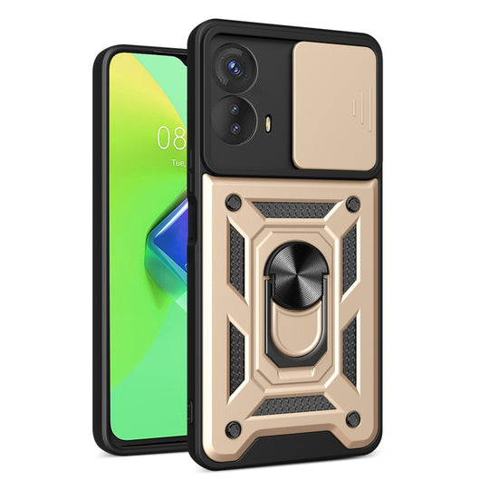 For Motorola Moto G73 5G Sliding Camera Cover Design TPU+PC Phone Case(Gold)