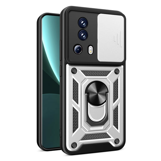 For Xiaomi Civi 2 5G / 13 Lite Sliding Camera Cover Design TPU+PC Phone Case(Silver)