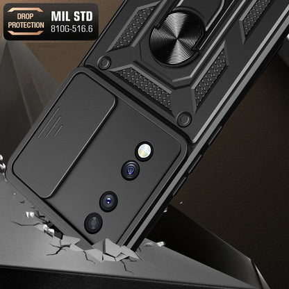 For Honor 70 5G Sliding Camera Cover Design TPU+PC Phone Case(Silver) by buy2fix