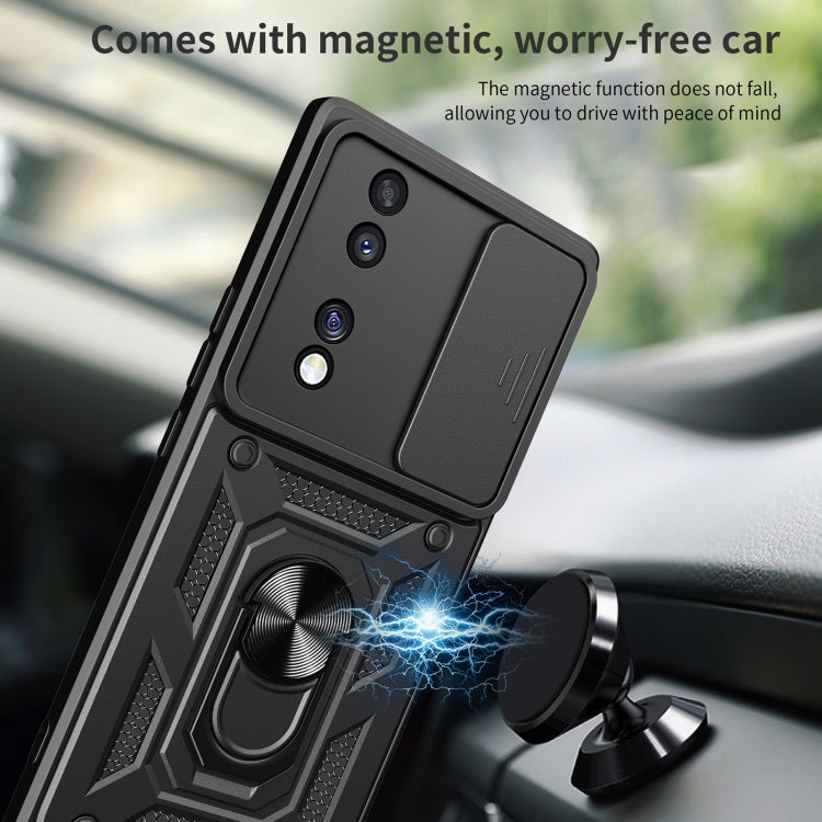 For Honor 70 5G Sliding Camera Cover Design TPU+PC Phone Case(Black) by buy2fix