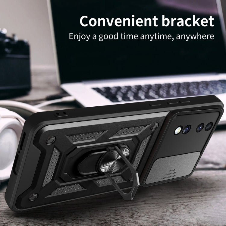 For Honor 70 5G Sliding Camera Cover Design TPU+PC Phone Case(Black) by buy2fix