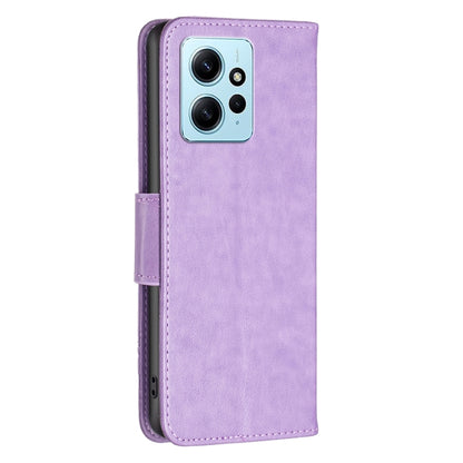 For Xiaomi Redmi Note 12 4G Global Two Butterflies Embossing Leather Phone Case(Purple) by buy2fix