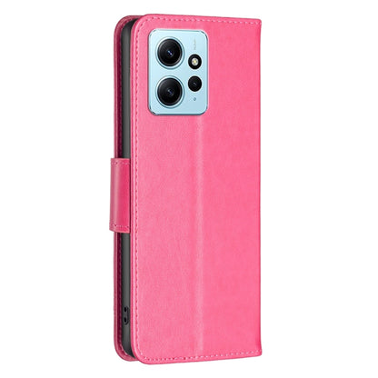 For Xiaomi Redmi Note 12 4G Global Two Butterflies Embossing Leather Phone Case(Rose Red) by buy2fix