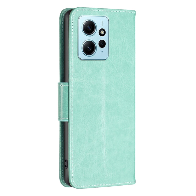 For Xiaomi Redmi Note 12 4G Global Two Butterflies Embossing Leather Phone Case(Green) by buy2fix