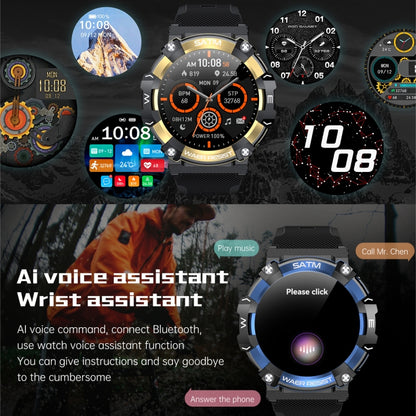 PG666 1.39 inch TFT Screen Bluetooth Call Smart Watch, Support Heart Rate / Blood Pressure Monitoring(Black Blue) by buy2fix