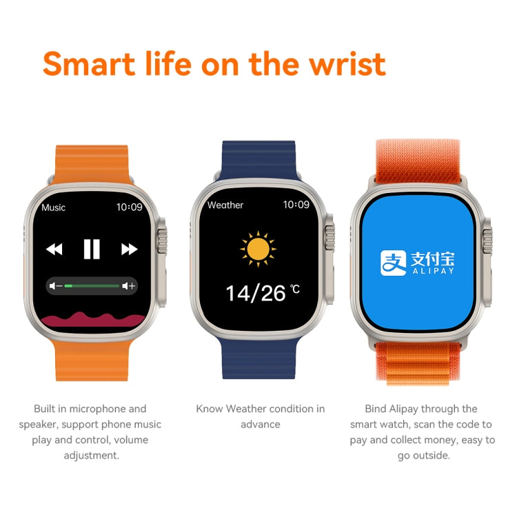 S800 Ultra Max 1.96 inch TFT Screen Smart Watch, Support Heart Rate / Blood Pressure Monitoring(Blue) - Smart Watches by buy2fix | Online Shopping UK | buy2fix
