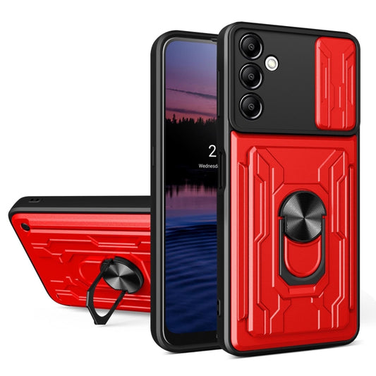 For Samsung Galaxy A14 5G / 4G Sliding Camshield TPU+PC Phone Case with Card Slot(Red) - Galaxy Phone Cases by buy2fix | Online Shopping UK | buy2fix
