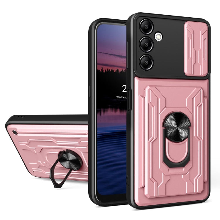 For Samsung Galaxy A14 5G / 4G Sliding Camshield TPU+PC Phone Case with Card Slot(Rose Gold) by buy2fix