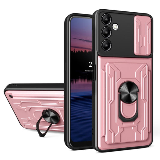 For Samsung Galaxy A14 5G / 4G Sliding Camshield TPU+PC Phone Case with Card Slot(Rose Gold) by buy2fix