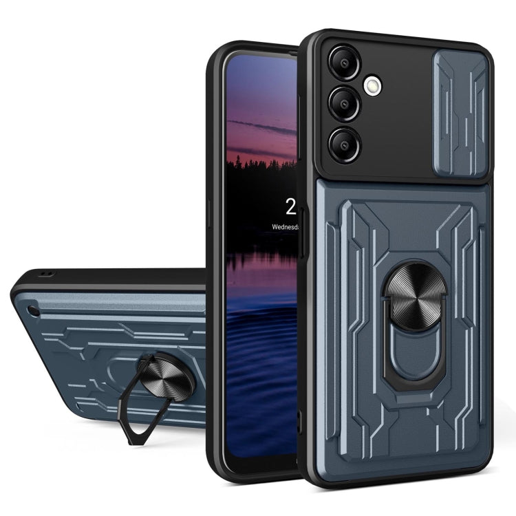 For Samsung Galaxy A14 5G / 4G Sliding Camshield TPU+PC Phone Case with Card Slot(Grey) - Galaxy Phone Cases by buy2fix | Online Shopping UK | buy2fix