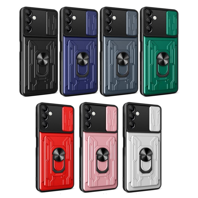 For Samsung Galaxy A14 5G / 4G Sliding Camshield TPU+PC Phone Case with Card Slot(Grey) - Galaxy Phone Cases by buy2fix | Online Shopping UK | buy2fix