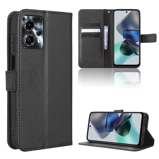 For Motorola Moto G13 / G23 4G Diamond Texture Leather Phone Case(Black) - Motorola Cases by buy2fix | Online Shopping UK | buy2fix
