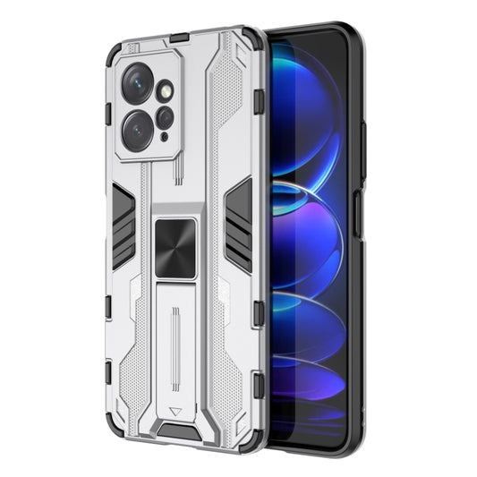 For Xiaomi Redmi Note 12 4G Supersonic PC + TPU Shock-proof Phone Case with Holder(Silver) by buy2fix
