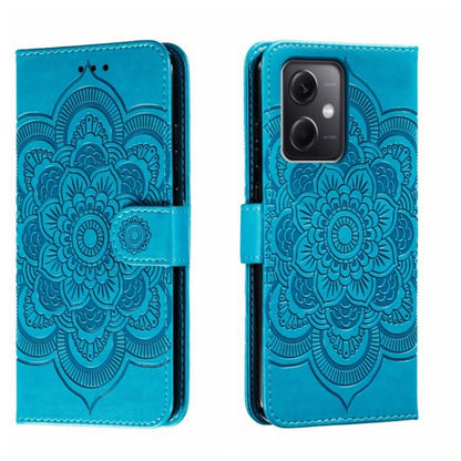For Xiaomi Redmi Note 12 5G Global Sun Mandala Embossing Pattern Phone Leather Case(Blue) by buy2fix