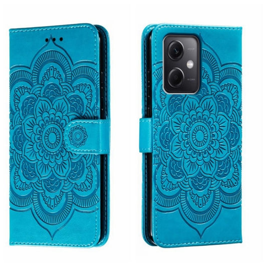 For Xiaomi Redmi Note 12 5G Global Sun Mandala Embossing Pattern Phone Leather Case(Blue) by buy2fix