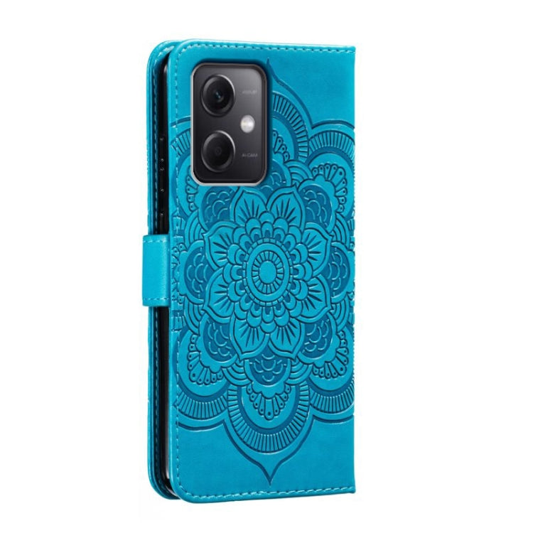 For Xiaomi Redmi Note 12 5G Global Sun Mandala Embossing Pattern Phone Leather Case(Blue) by buy2fix