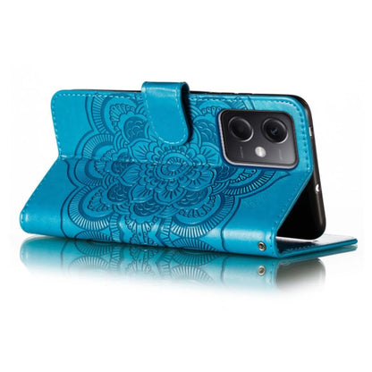 For Xiaomi Redmi Note 12 5G Global Sun Mandala Embossing Pattern Phone Leather Case(Blue) by buy2fix