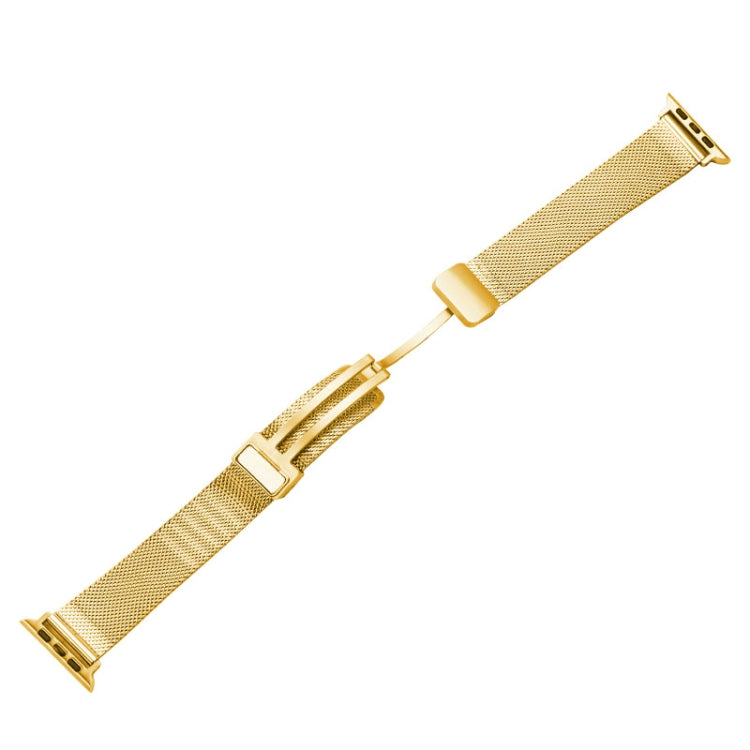 Milan Fold Buckle Metal Watch Band For Apple Watch Ultra 49mm&Watch Ultra 2 49mm / Series 9&8&7 45mm / SE 3&SE 2&6&SE&5&4 44mm / 3&2&1 42mm(Gold) - Watch Bands by buy2fix | Online Shopping UK | buy2fix