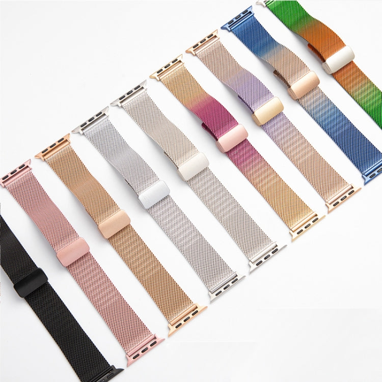 Milan Fold Buckle Metal Watch Band For Apple Watch Ultra 49mm&Watch Ultra 2 49mm / Series 9&8&7 45mm / SE 3&SE 2&6&SE&5&4 44mm / 3&2&1 42mm(Rose Gold) - Watch Bands by buy2fix | Online Shopping UK | buy2fix